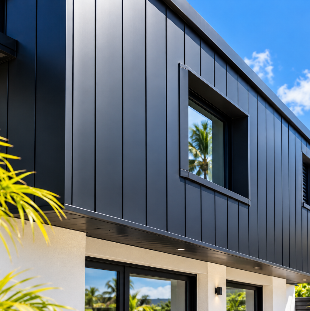 Bardage aluminium sur une façade contemporaine